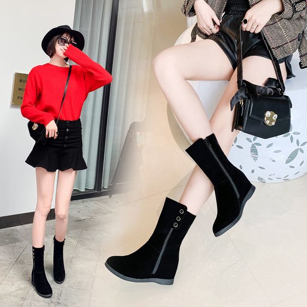 2020 mid calf boots high heel woman boots round toe thick heel shoes zipper ladies footwear autumn winter black big size 43
2020 mid calf boots high heel woman boots round toe thick heel shoes zipper ladies footwear autumn winter black big size 43
