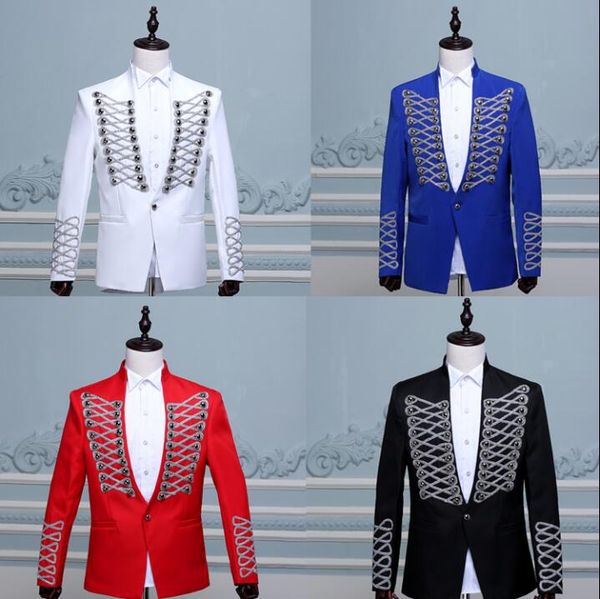 men's suits & blazers black red stage novelty rivet buckle blazer men formal dress latest coat pant designs suit dance trouser for, White;black
men's suits & blazers black red stage novelty rivet buckle blazer men formal dress latest coat pant designs suit dance trouser for, White;black