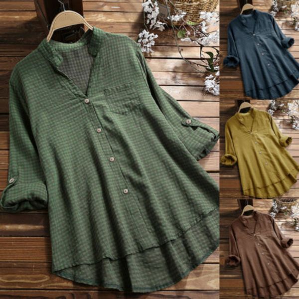 2020 new hirigin summer women v-neck loose long sleeve button linen ladies casual blouse shirt solid color shirts autumn, White
2020 new hirigin summer women v-neck loose long sleeve button linen ladies casual blouse shirt solid color shirts autumn, White