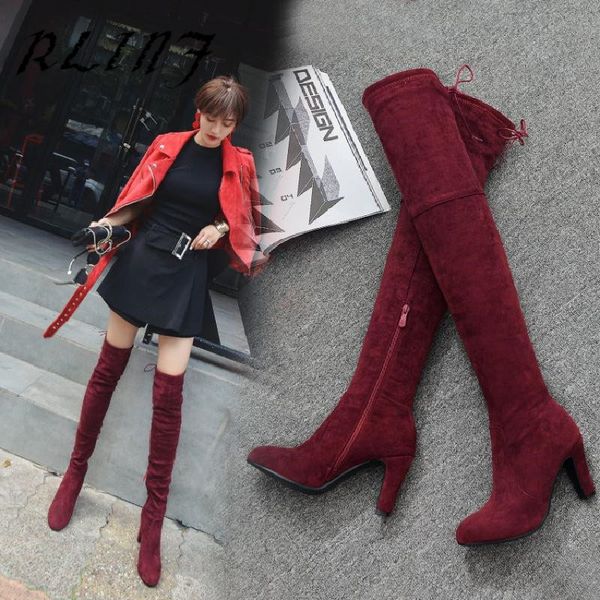 rlinf stretch new wild skinny legs over the knee suede high heel women's boots, Black
rlinf stretch new wild skinny legs over the knee suede high heel women's boots, Black