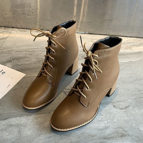 short boots women 2020 winter women's shoes fashion round toe small leather shoes thick heel lace-up women's boots, Black
short boots women 2020 winter women's shoes fashion round toe small leather shoes thick heel lace-up women's boots, Black