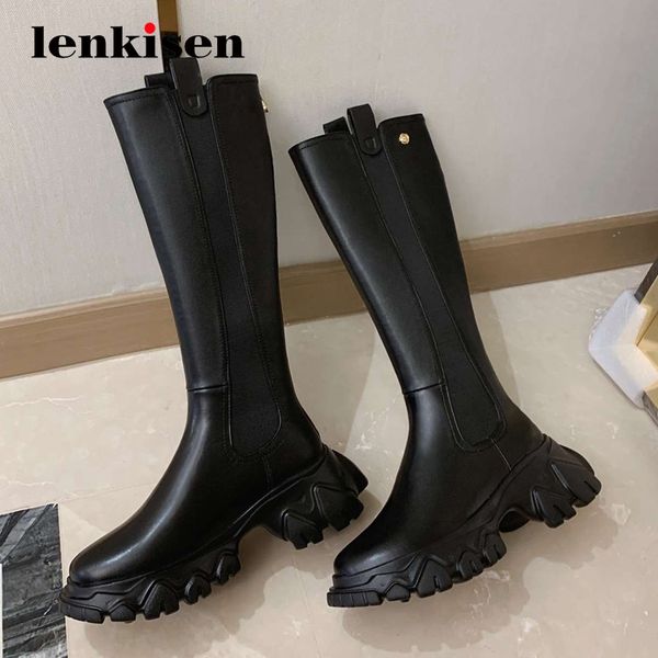 lenkisen equestrian boots natural leather patchwork platform round toe thick high heel zipper gentlewomen knee high boots l73, Black
lenkisen equestrian boots natural leather patchwork platform round toe thick high heel zipper gentlewomen knee high boots l73, Black