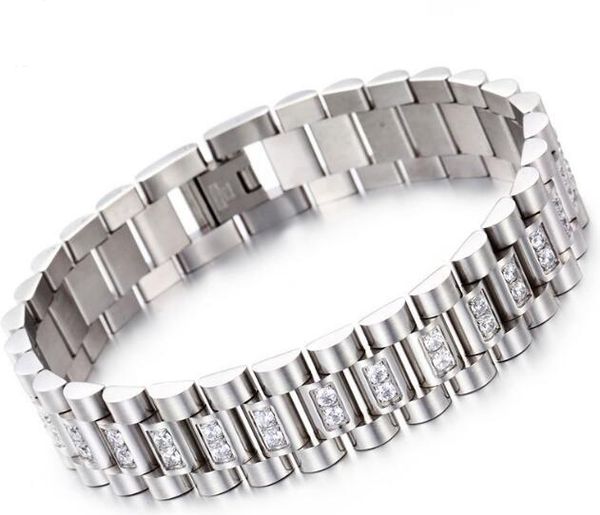 cubic zirconia stainless steel chain link bracelet wristwatch bling jewelry for men's 15mm 8.8, Black
cubic zirconia stainless steel chain link bracelet wristwatch bling jewelry for men's 15mm 8.8, Black