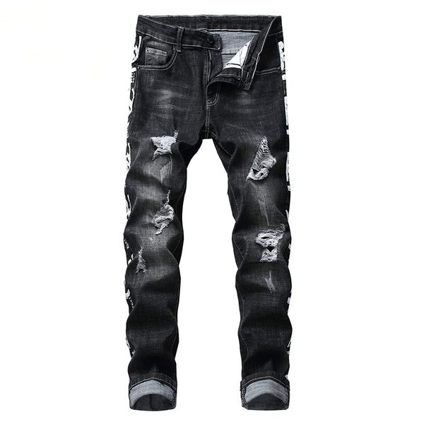 men's jeans denim pants fashion brand booty ripped motorcycle men skinny hole destroyed black large, Blue
men's jeans denim pants fashion brand booty ripped motorcycle men skinny hole destroyed black large, Blue