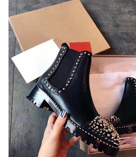 fashion designer ankle martin boots ladies rivet red sole shoes square heel thick sole rider motorcycle motorcycle leather boots, Black
fashion designer ankle martin boots ladies rivet red sole shoes square heel thick sole rider motorcycle motorcycle leather boots, Black
