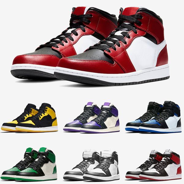 chicago black toe 1s mens womens basketball shoes jumpman 1 black white pine green fearless unc retro designer trainers sneakers size 13, White;red
chicago black toe 1s mens womens basketball shoes jumpman 1 black white pine green fearless unc retro designer trainers sneakers size 13, White;red