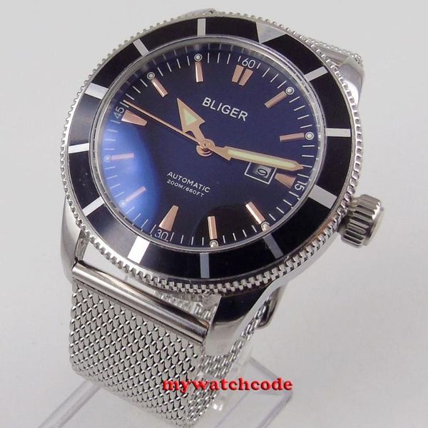 46mm bliger black bezel date window automatic movement rotating bezel date function mental band dress men watch, Slivery;brown
46mm bliger black bezel date window automatic movement rotating bezel date function mental band dress men watch, Slivery;brown
