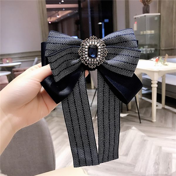 new fashion ribbon bow brooch rhinestone bowknot collar necktie accessories corsage pins shirt tie brooches for women jewelry, Gray 
new fashion ribbon bow brooch rhinestone bowknot collar necktie accessories corsage pins shirt tie brooches for women jewelry, Gray