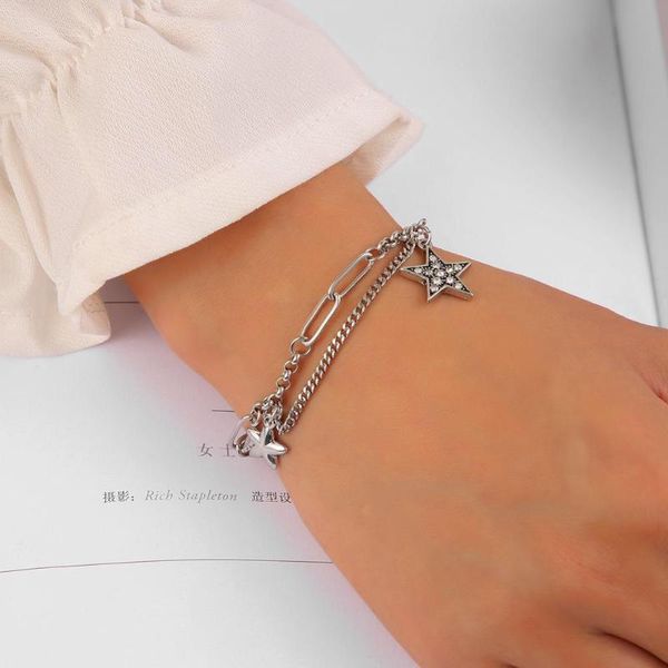 xiufen women bracelet silver color cool style personality five-pointed star shape titanium bracelet hand chain female jewelry, Black
xiufen women bracelet silver color cool style personality five-pointed star shape titanium bracelet hand chain female jewelry, Black