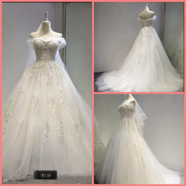 robe de mariage 2020 ball gown wedding dress lace appliques beaded pearls princess puffy long bridal gowns real picture long bridal gowns, White
robe de mariage 2020 ball gown wedding dress lace appliques beaded pearls princess puffy long bridal gowns real picture long bridal gowns, White