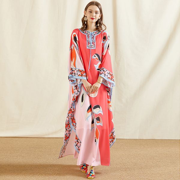 fashion designer loose long dress women batwing sleeve print chiffon summer vintage maxi dress, Black
fashion designer loose long dress women batwing sleeve print chiffon summer vintage maxi dress, Black
