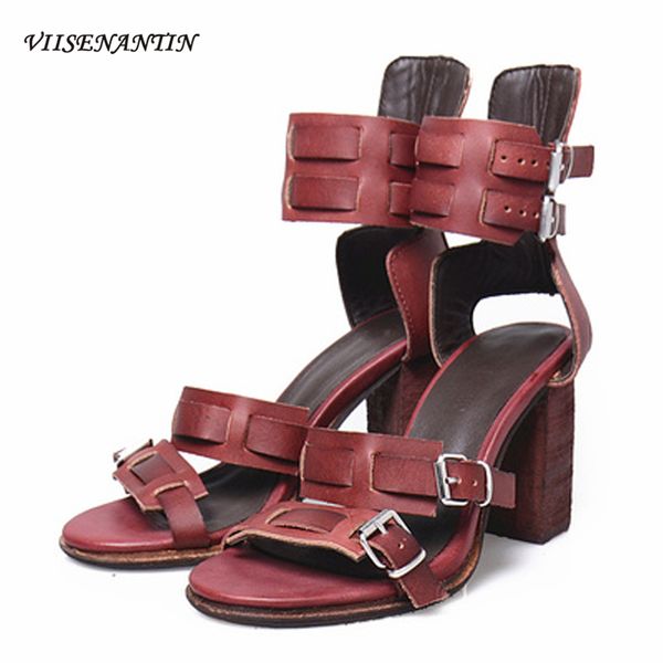 genuine leather summer women's shoes open toe cowhide buckle thick high heel all-match sandals quality, Black
genuine leather summer women's shoes open toe cowhide buckle thick high heel all-match sandals quality, Black