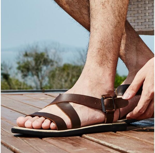 sandals full grain leather leisure for men flat heel beach summer men's gladiators, Black
sandals full grain leather leisure for men flat heel beach summer men's gladiators, Black
