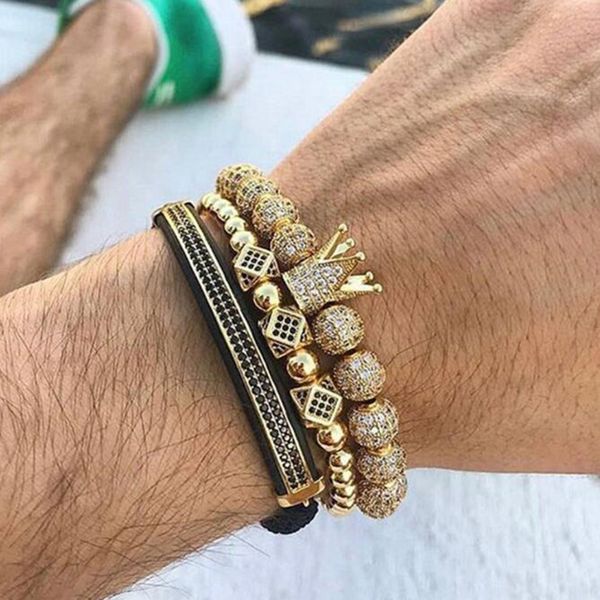 charm bracelets 3pcs/set hip hop gold cz crown 8mm cubic micro pave ball braiding man women luxury jewelry pulseira bileklik, Golden;silver
charm bracelets 3pcs/set hip hop gold cz crown 8mm cubic micro pave ball braiding man women luxury jewelry pulseira bileklik, Golden;silver
