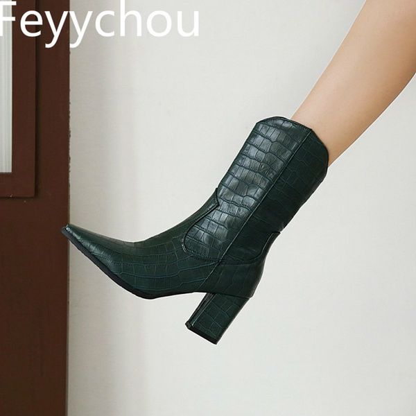 women boots autumn winter high heel snake pu zip mid-calf boots 2020 new fashion black brown green big size 34-48
women boots autumn winter high heel snake pu zip mid-calf boots 2020 new fashion black brown green big size 34-48
