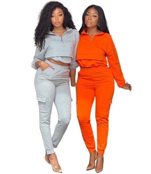 fashion pocket outfit women tracksuit sweatshirt suit plus size sport wear jogging sportwear set solid color casual dress two-pc set crop, Gray
fashion pocket outfit women tracksuit sweatshirt suit plus size sport wear jogging sportwear set solid color casual dress two-pc set crop, Gray