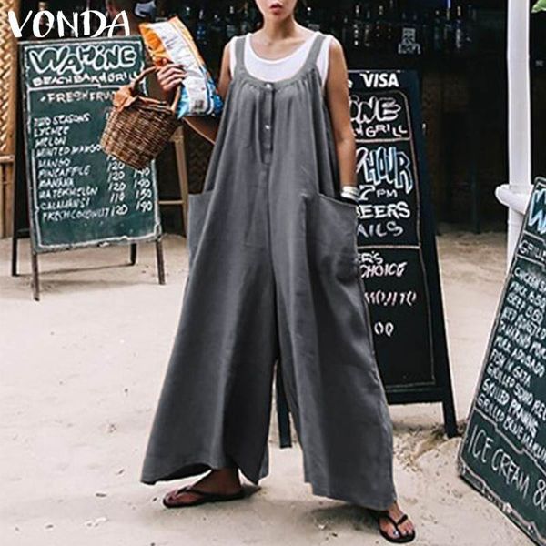 vonda women wide leg pants 2020 summer female rompers jumpsuits casual loose o neck pockets sleeveless overall plus size, Black;white
vonda women wide leg pants 2020 summer female rompers jumpsuits casual loose o neck pockets sleeveless overall plus size, Black;white