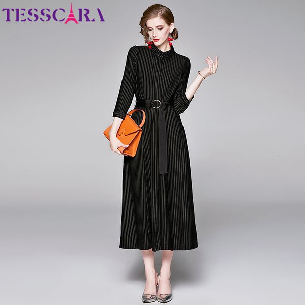 tesscara women autumn elegant stripe belt dress shirt female long black robe femme designer office lady vestidos, Black;gray
tesscara women autumn elegant stripe belt dress shirt female long black robe femme designer office lady vestidos, Black;gray