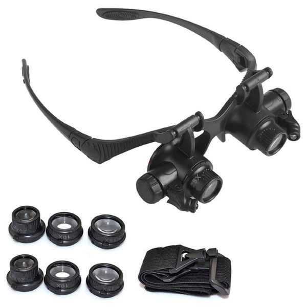 timepieces electronic repair jewelry appraisal led magnifier double eye loupe glasses jeweler watch repair 10x 15x 20x 25x, Silver 
timepieces electronic repair jewelry appraisal led magnifier double eye loupe glasses jeweler watch repair 10x 15x 20x 25x, Silver