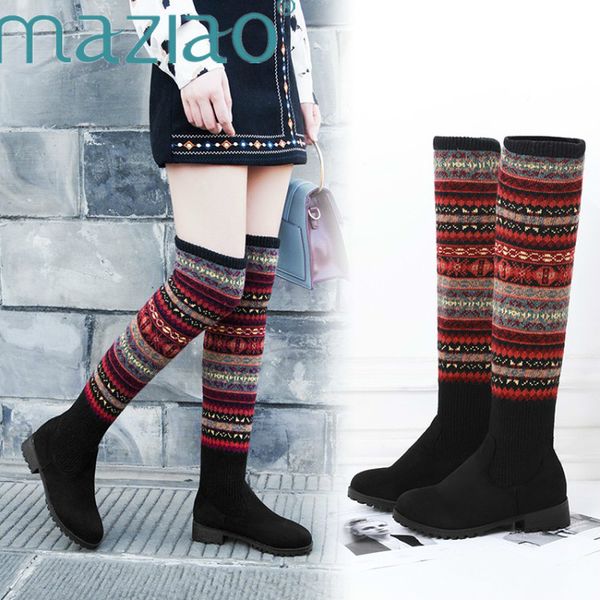 boots patchwork autumn winter women over the knee knitted woman round toe flat shoes female footwear party maziao, Black
boots patchwork autumn winter women over the knee knitted woman round toe flat shoes female footwear party maziao, Black