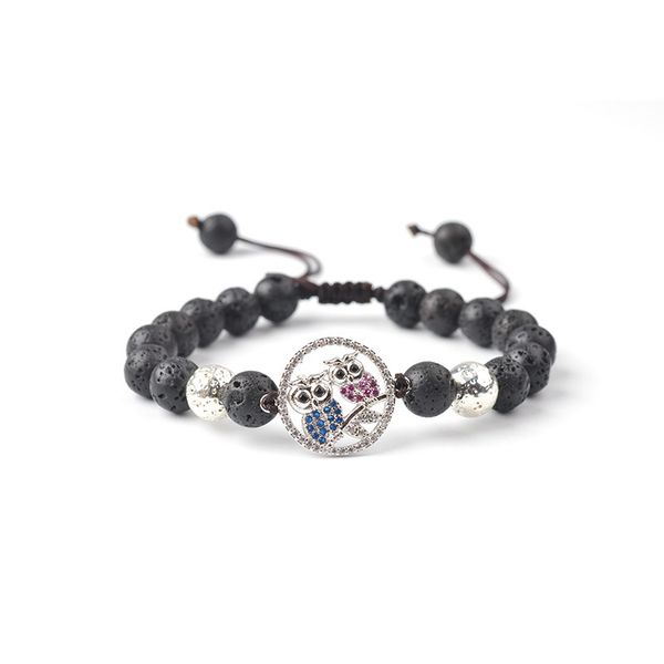 new style natural volcanic stone owl micro inlaid with haoshi love life tree energy bracelet hand woven string adjustable lava bracelet, Black
new style natural volcanic stone owl micro inlaid with haoshi love life tree energy bracelet hand woven string adjustable lava bracelet, Black
