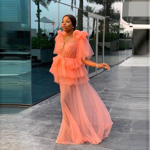 african illusion evening dresses v neck half sleeves tiered layers tulle prom dress maternity pshoot vestidos, Black
african illusion evening dresses v neck half sleeves tiered layers tulle prom dress maternity pshoot vestidos, Black