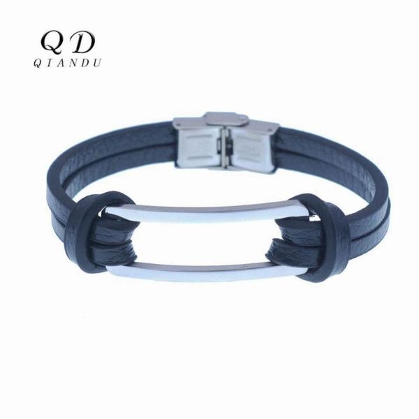 qian du men's leather bracelet stainless steel rectangular accessories easy buckle 2020 fashion leather bracelet jewelry, Black
qian du men's leather bracelet stainless steel rectangular accessories easy buckle 2020 fashion leather bracelet jewelry, Black