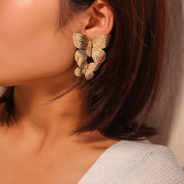 women earrings drop earrings jewelry earings fashion jewelry butterfly double golden butterfly stud trendy, Silver
women earrings drop earrings jewelry earings fashion jewelry butterfly double golden butterfly stud trendy, Silver