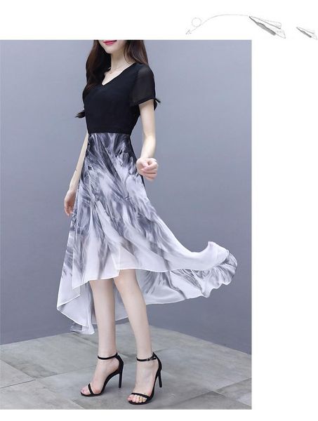 summer chiffon printed dress 2020 new little fairies temperament super xiansen sweet knee - length balloonflower dress, Black;gray
summer chiffon printed dress 2020 new little fairies temperament super xiansen sweet knee - length balloonflower dress, Black;gray