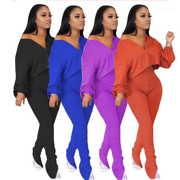 womens tracksuits casual stand collor with zipper sports stacked womens designer set two piece set fashion soild color, Gray
womens tracksuits casual stand collor with zipper sports stacked womens designer set two piece set fashion soild color, Gray