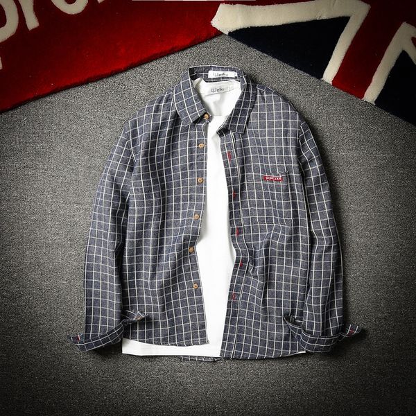 small fresh checker shirt korean edition student wash cotton and hemp men's long sleeve shirt, White;black
small fresh checker shirt korean edition student wash cotton and hemp men's long sleeve shirt, White;black