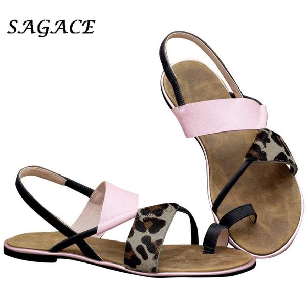 sagace women summer flat sandals flip flops elastic band ankle strap shoes beach sandals ladies flat women casual shoes, Black