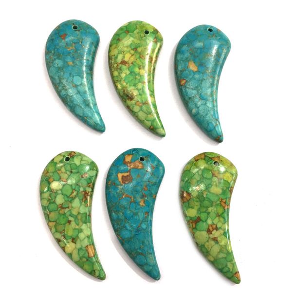comma-shaped synthetic turquoises pendants making for jewelry temperament necklace elegant accessories for women size 23x52mm, Bronze;silver