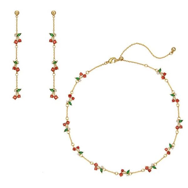 delicious fruit design red white green cubic zirconia lovely cherry charm dangle earring choker necklace fashion jewelry set, Silver
delicious fruit design red white green cubic zirconia lovely cherry charm dangle earring choker necklace fashion jewelry set, Silver