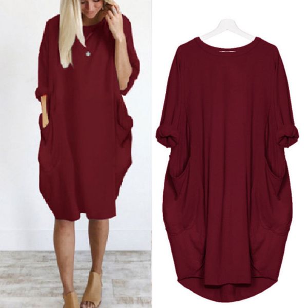 summer casual loose t-shirt long women o-neck long sleeve midi dress with pocket solid color casual streetwear vestidos new, Black;gray
summer casual loose t-shirt long women o-neck long sleeve midi dress with pocket solid color casual streetwear vestidos new, Black;gray