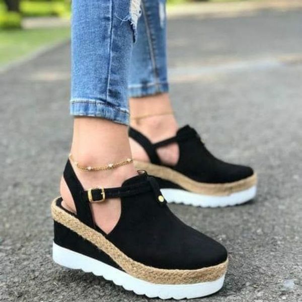 women summer sandals fashion buckle strap solid fringe cover heel flat platform heel casual ladies plus sandals women's shoes, Black
women summer sandals fashion buckle strap solid fringe cover heel flat platform heel casual ladies plus sandals women's shoes, Black