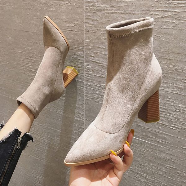 vertvie elegant women ankle elastic sock boots chunky high heels stretch women autumn booties pointed toe pump, Black
vertvie elegant women ankle elastic sock boots chunky high heels stretch women autumn booties pointed toe pump, Black