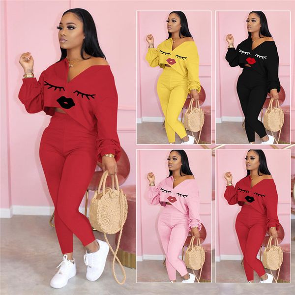 fashion lips print tracksuits autumn women long sleeve hoodies t shirt pullover + leggings pants two piece outfits sportwear clothing suit, White
fashion lips print tracksuits autumn women long sleeve hoodies t shirt pullover + leggings pants two piece outfits sportwear clothing suit, White
