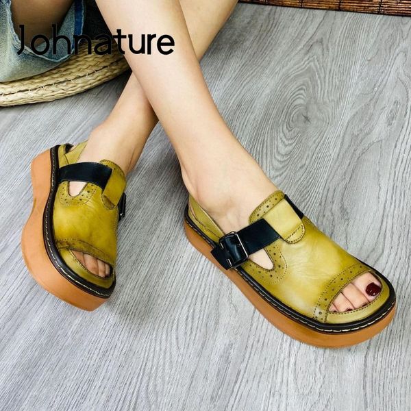 johnature platform women sandals genuine leather 2020 new summer women shoes mixed colors retro buckle strap ladies sandals, Black
johnature platform women sandals genuine leather 2020 new summer women shoes mixed colors retro buckle strap ladies sandals, Black