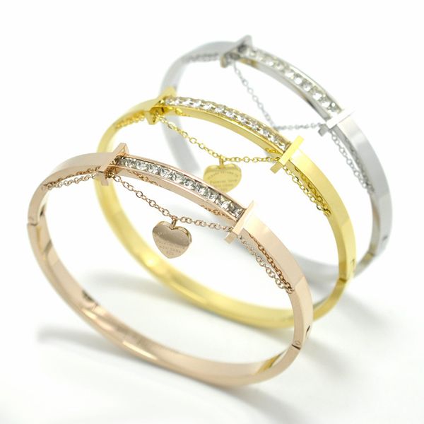 forever lover letter heart tag bracelets lover row square crystals bangle stainless steel women's pulserias, Black
forever lover letter heart tag bracelets lover row square crystals bangle stainless steel women's pulserias, Black