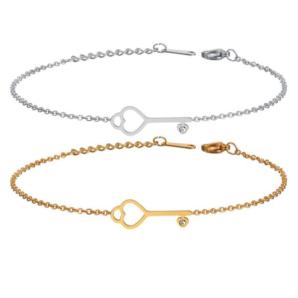 charm bracelets heart key bracelet & bangles gold color stainless steel for women europe american jewelry bijoux femme 2021, Golden;silver
charm bracelets heart key bracelet & bangles gold color stainless steel for women europe american jewelry bijoux femme 2021, Golden;silver
