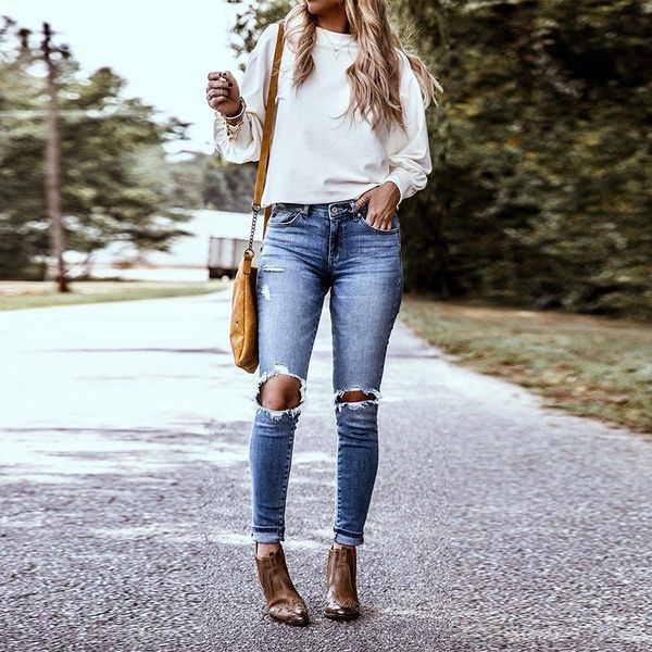 european and american cross-border explosions 2020 spring and summer new womens white washed hole fashion jeans women, Blue
european and american cross-border explosions 2020 spring and summer new womens white washed hole fashion jeans women, Blue