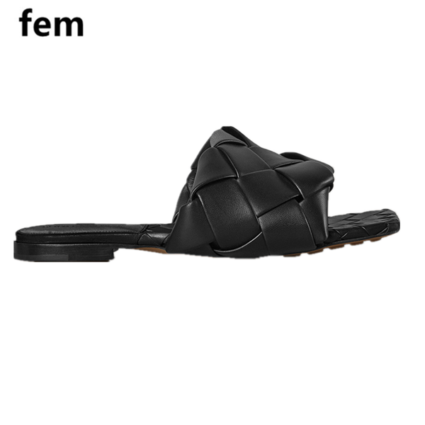 slippers summer sandals for women twist weaving slides femmes chaussures fashion knit flats square toe women's open, Black
slippers summer sandals for women twist weaving slides femmes chaussures fashion knit flats square toe women's open, Black