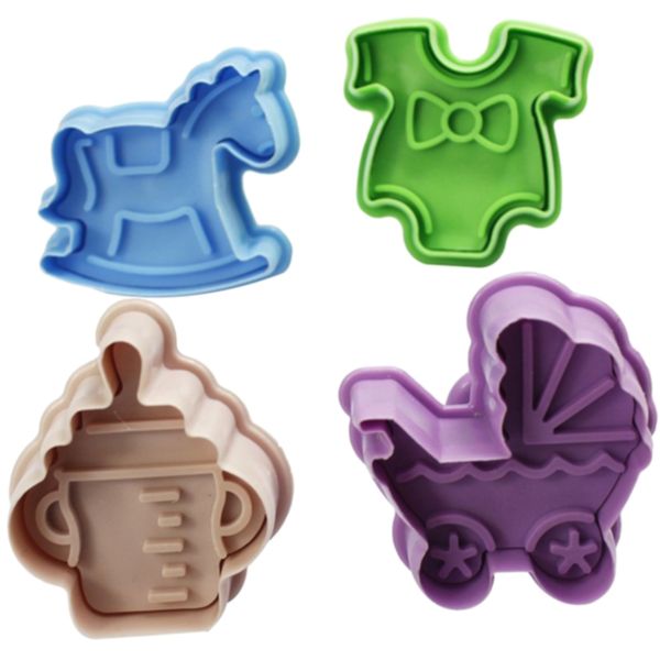 4pcs/set stamp plunger cutter cookie mold diy hand press 3d baby clothes shower
4pcs/set stamp plunger cutter cookie mold diy hand press 3d baby clothes shower