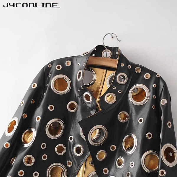jyconline 2019 fashion pu women jacket autumn metal motor punk bomber jacket silver golden hollow out jacket female streetwear y190826, Black;brown
jyconline 2019 fashion pu women jacket autumn metal motor punk bomber jacket silver golden hollow out jacket female streetwear y190826, Black;brown