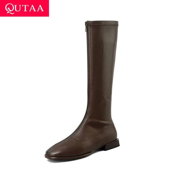 qutaa 2021 autumn winter zipper mid calf women boots pu leather flock women shoes square heel concise long boots big size 34-43, Black
qutaa 2021 autumn winter zipper mid calf women boots pu leather flock women shoes square heel concise long boots big size 34-43, Black