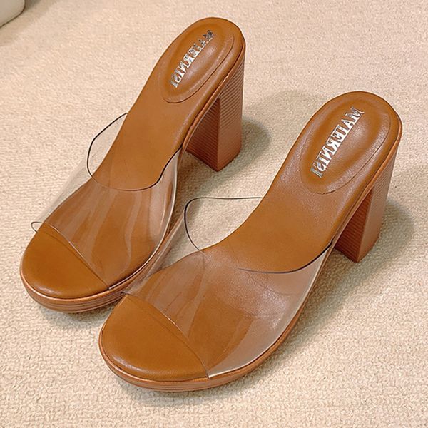 2020 female slippers sandals thick high heels transparent tape sling square toe casual fashion summer slippers, Black
2020 female slippers sandals thick high heels transparent tape sling square toe casual fashion summer slippers, Black