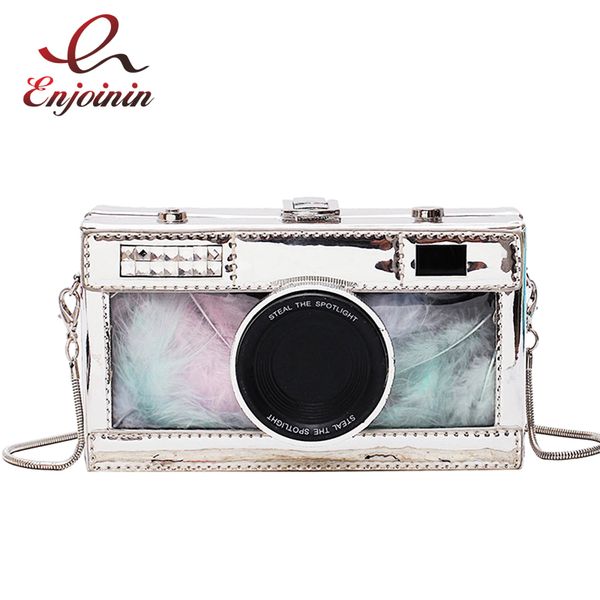new camera design transparent colored feathers pu leather ladies chain purse daily clutch shoulder bag tote women pouch handbag
new camera design transparent colored feathers pu leather ladies chain purse daily clutch shoulder bag tote women pouch handbag