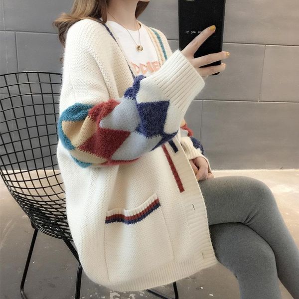 autumn 2020 new women's sweater women's loose outer wear thickened knitting cardigan jacket, White
autumn 2020 new women's sweater women's loose outer wear thickened knitting cardigan jacket, White