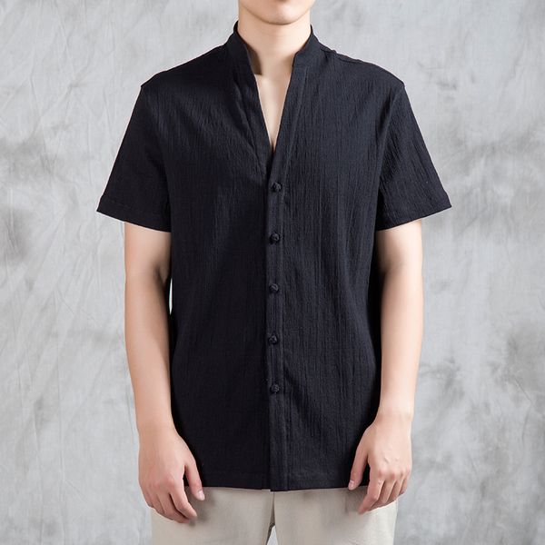 men's summer cotton linen chinese style casual stand collar short sleeves shirt kongfu tai chi costume male vintage shirts, White;black
men's summer cotton linen chinese style casual stand collar short sleeves shirt kongfu tai chi costume male vintage shirts, White;black